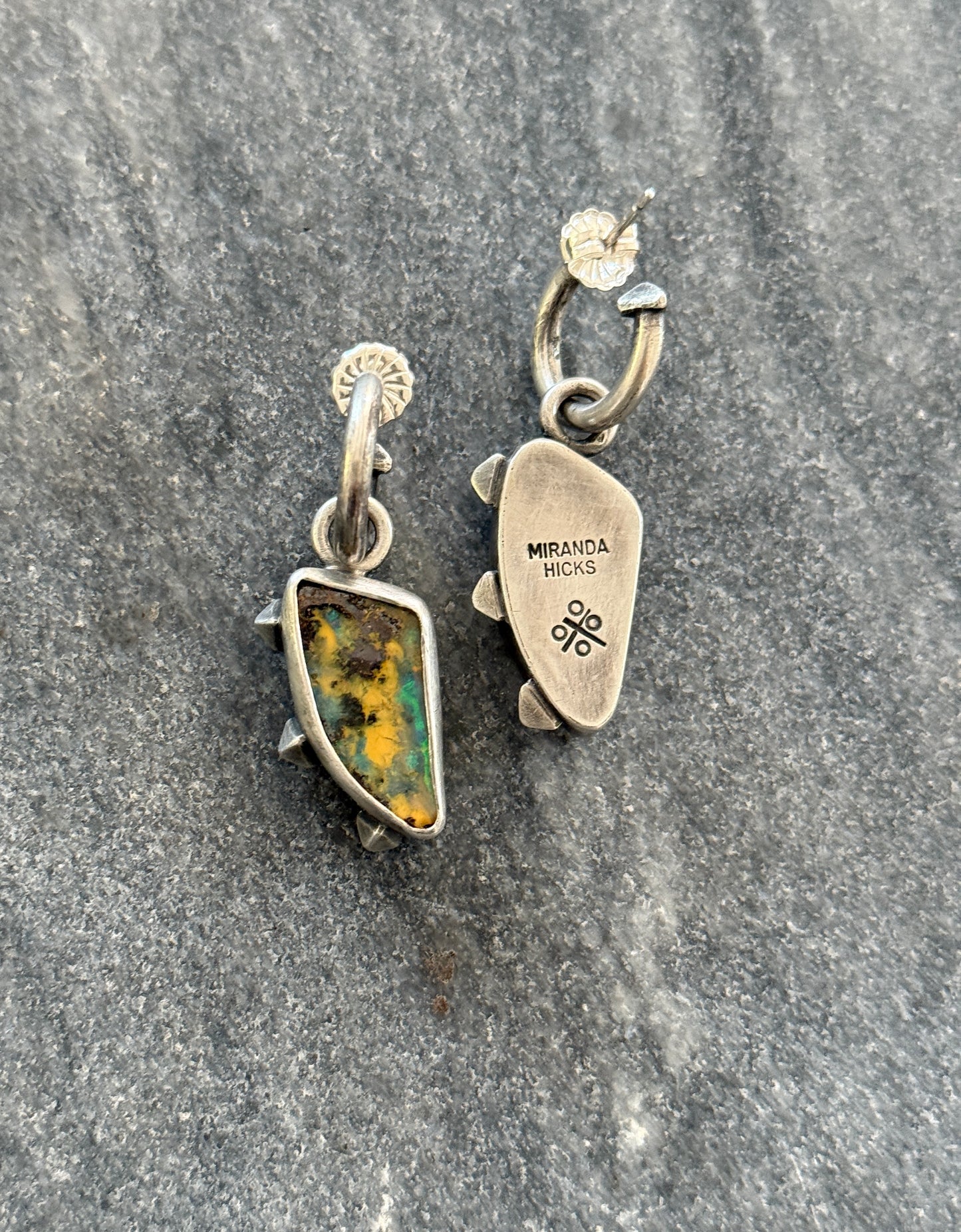 Mini hoop with Australian Opal earrings by Miranda Hicks