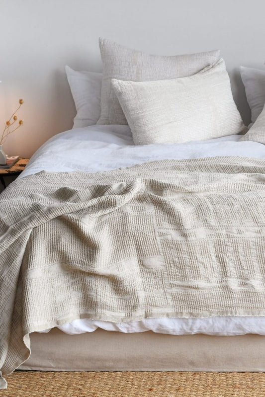 Bed Throw Linen - Natural Sand
