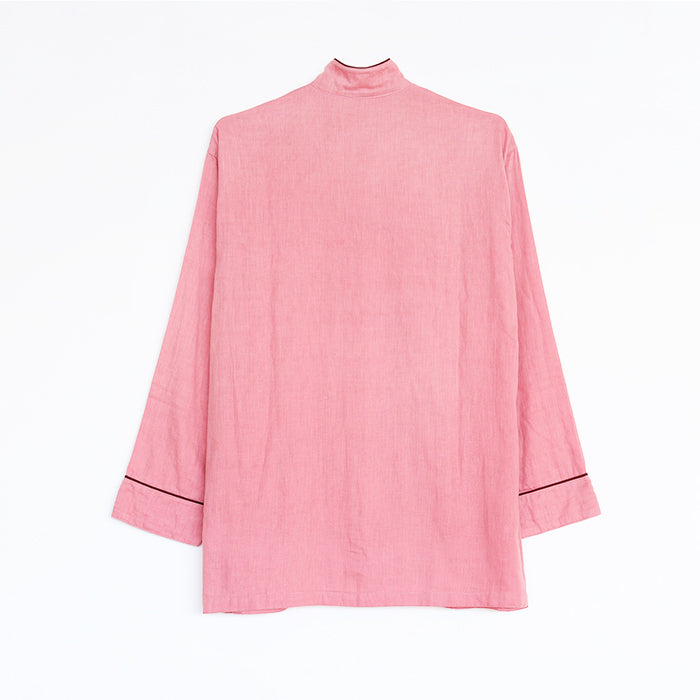 Herbal-dyed 2 Layered Gauze Pajamas Set Coral Pink [Kyo Wazarashi Mensya] - Small