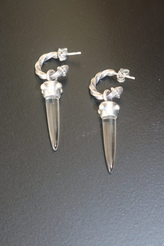 Finial hoop earrings by Miranda Hicks