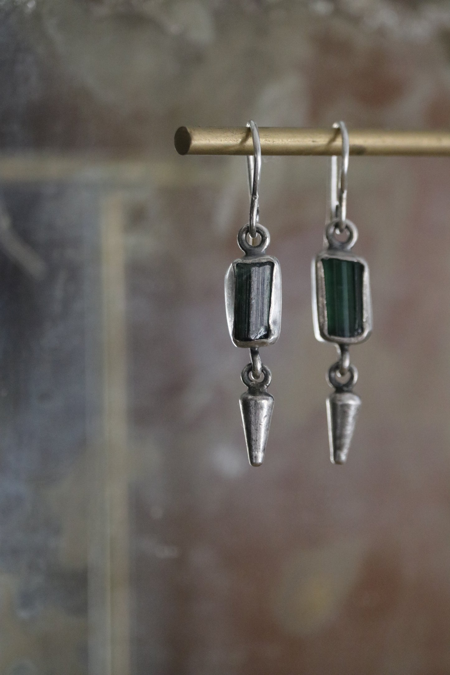 Spike drop earrings by Miranda Hicks