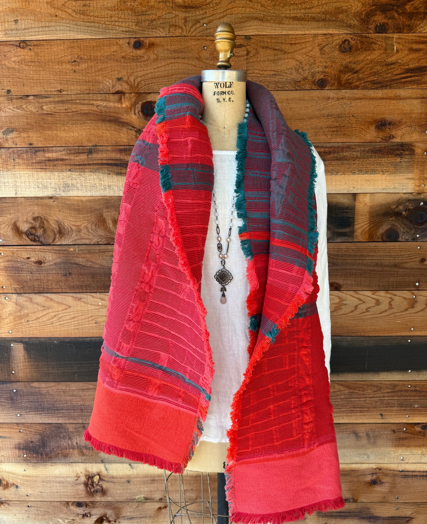 100% cotton scarf - Orange & Teal